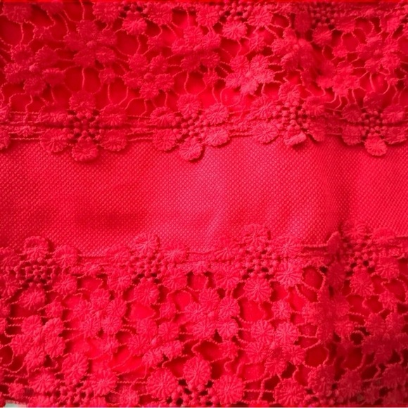J. CREW Red Lace Daisies Scalloped Edge High Waisted Mini Skirt - Size 00 - Picture 5 of 11